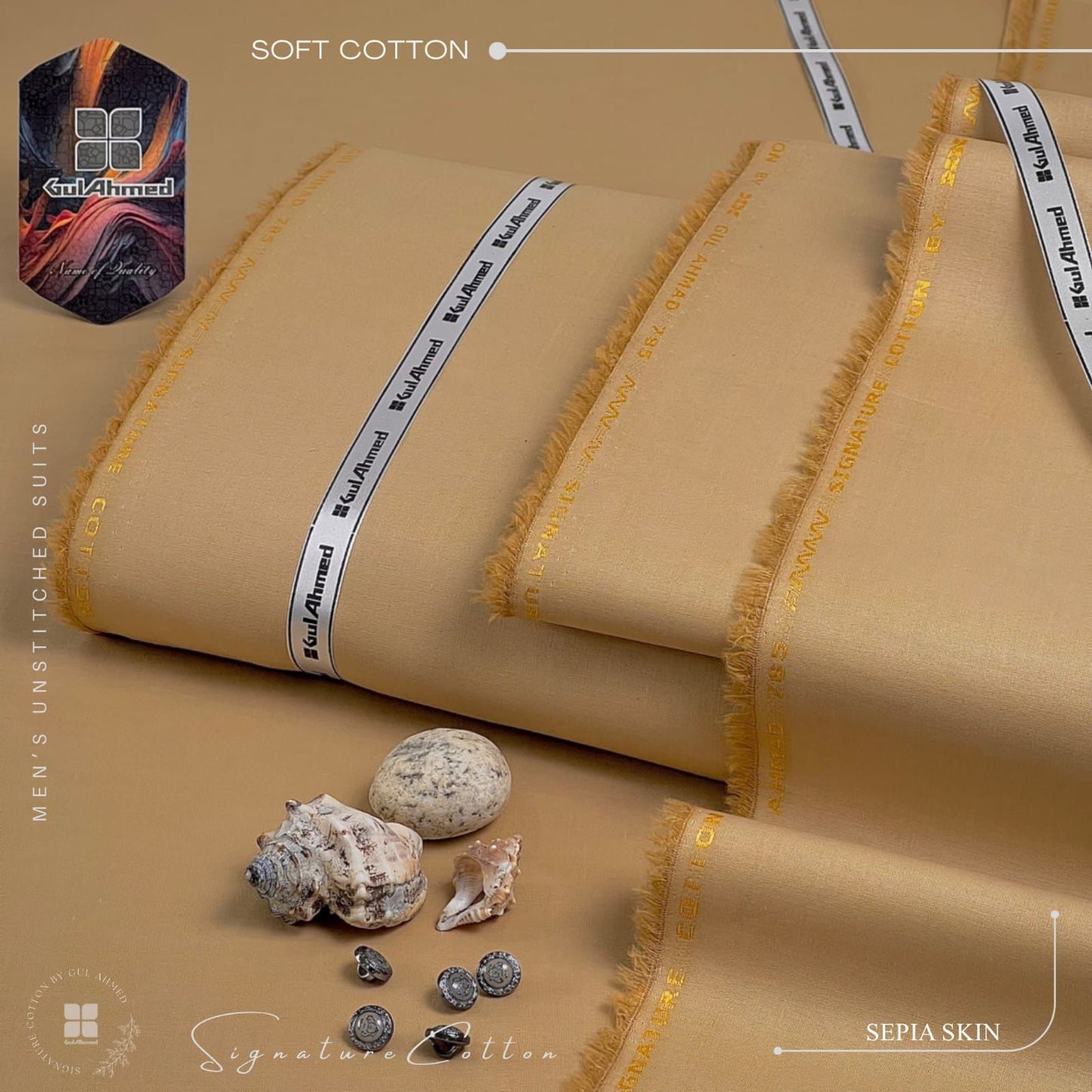 Gul Ahmad Signature Soft Cotton Unstitched Suit for Men's