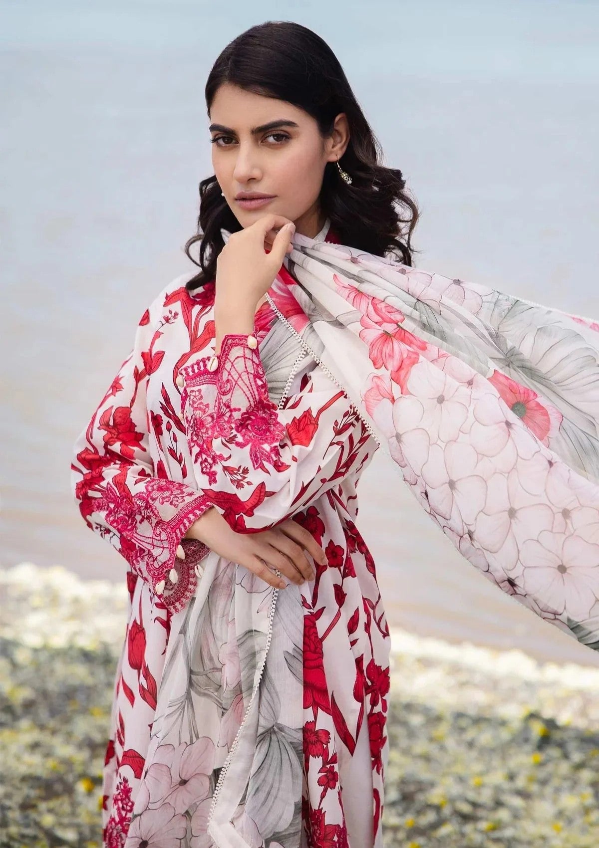 Maria B Unstitched Digital Printed Winter 3 Piece Suit