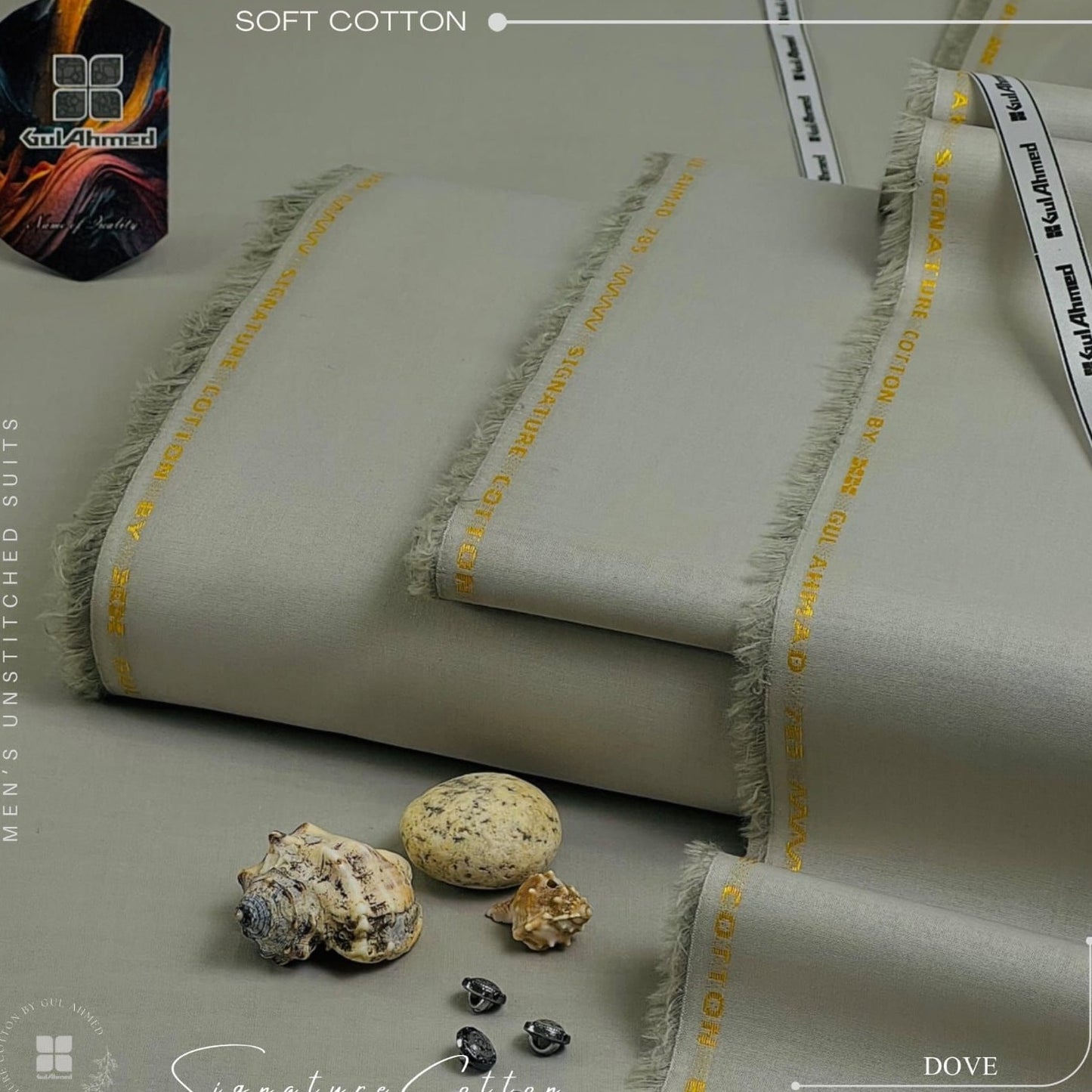 Gul Ahmad Signature Soft Cotton Unstitched Suit for Men's