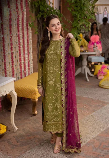 Asim Jofa Embroidered Lawn 3Pc Suit With Embroidered Dupatta