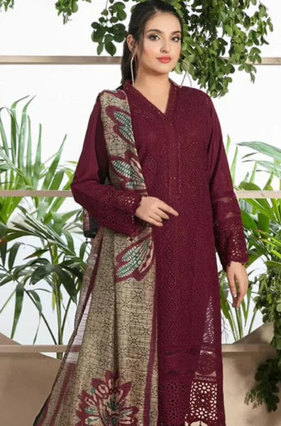 Maria B Chikenkari Embroidered Lawn 3Pc Suit